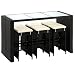 Produktbild Casaria Gartenbar 7-TLG. Polyrattan 7 cm Auflagen Wetterfest 5 mm Sicherheitsglas Garten Terrasse Gartenmöbel Stehtisch Theke Bar Hocker Stuhl Schwarz