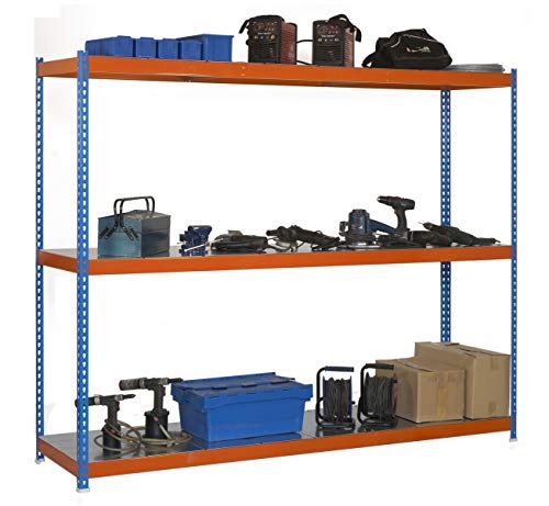 Simonrack - Étagère métallique 3 niveaux - 1500 x 1500 x 450 mm - KIT SIMONFORTE - Bleu - Orange - Galvanisé