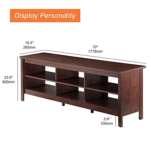 Fitueyes Farmhouse Tv Stand For 75 65 Inch Tv Entertainment Center, Brown Tv Console With 6 Storages For Bedroom, 70 Inch Wood Media Table For Living Room #TOP2