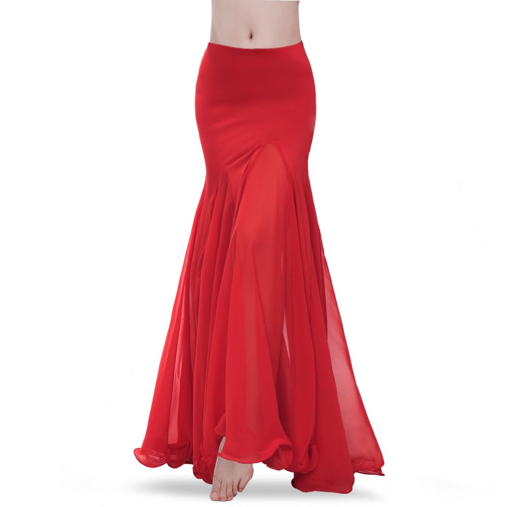 ROYAL SMEELA Gonna da Danza del Ventre Lunga per Le Donne Gonna danzatrice del Ventre Donne Gonna Danza Ventre Chiffon gonne Ballo del Ventre Adulto Costumi di Danza del Ventre Gonna Danza Orientale