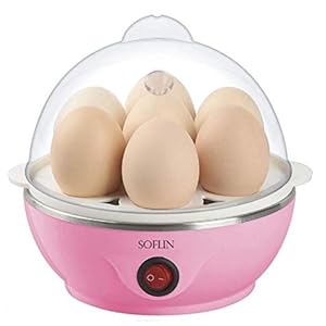 SOFLIN Egg Boiler Electric Automatic Off 7 Egg Poacher for Steaming, Cooking, Boiling -(Multicolour)