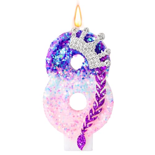 Sumind Kpop Cake Topper 8 Birthday Number Candle Decoration,Braid Crown