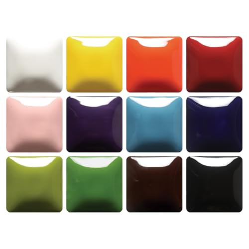 Mayco Foundations Series Opaque Gloss Glazes 12-Pint Class Pack (FNNT3P), 12 Assorted Colors, Intermixable Low/Mid-High Fire Cone 06/05-6 (FN) Liquid Ceramic Pottery Glazes for Unfired Clay or Bisque