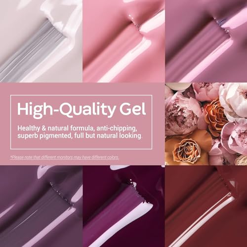 Image of Bolt Bee Gel Nail Polish Kit Gel Nail Polish- 6 Colors Winter Fall Brown Purple Burgundy Red Peach Pink Polish Soak Off for Women DIY Home Salon (Antique Rose (49+60+134+99+10+111))