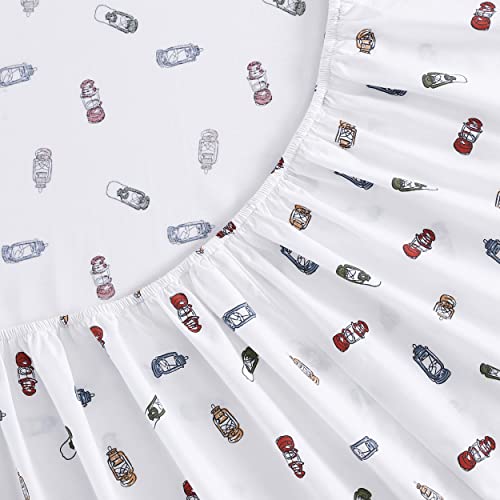 Eddie Bauer Lenzuola Doppie, Percalle Di Cotone, Fresco, Arredamento Per La Casa (Explore Lanterna Bianco, 3 Pezzi, Twin) - 6