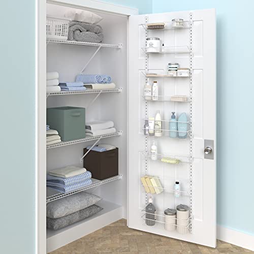 Closetmaid Adjustable Organizer Rack With Baskets Wall Or Over Door Mount, For Kitchen, Pantry, Utility Room, Closet, 18 In. W, White Finish, Inch #TOP5