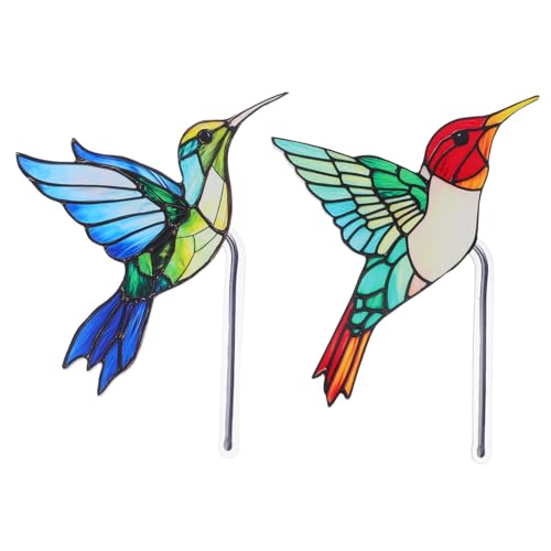 Kisangel 2個アクリル製鳥フィギュア ガーデンステークス 軽量でお手入れ簡単な盆栽鉢装飾 多用途屋外園オーナメント バルコニーやパティオ