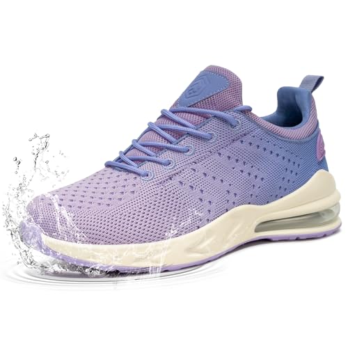 Image of LARNMERN Women's Non Slip Work Shoes Waterproof Sneaker,Purple Blue,10