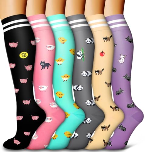 Image of Bluemaple 6 Pack Copper Compression Socks for Women and Men Circulation-Best Support for Medical, Running,Nursing,Athletic