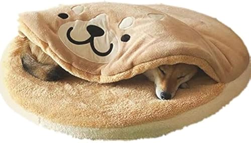 Vzqr 犬用ベッド 円形 もこもこ L 85×85cm 洗える 清潔簡単 冬の防寒保温 通年使える 肌触りふわふわ 寝袋タイプ 柴犬クッション 小型?中型犬向け 室内用マット (S:40*40cm)