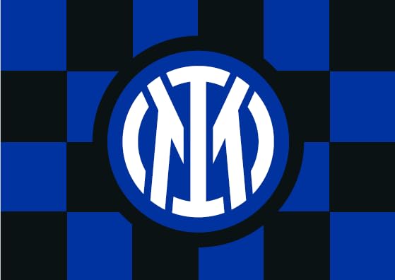 Drapeau Inter Milan 70x50 Cm – Nouveau Motif à Carreaux Avec Logo Central, Polyester Officiel