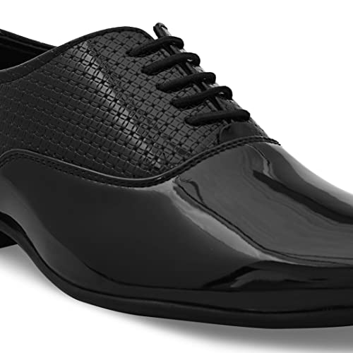 Image of San Frissco Textured Formal Oxfords Faux Leather Upper Cushioned Footbed | Comfortable Fashionable Stylish Flexible for Men