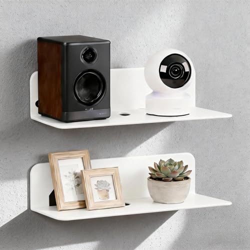 MUNTE 2 Pièces Etagere sans Percage avec 8 Films Adhésifs Double Face, Etagere Murale sans Trou 22,8 x 8,8 x 6 cm, Tablette Murale en Acrylique, Convient pour La Chambre et Le Salon