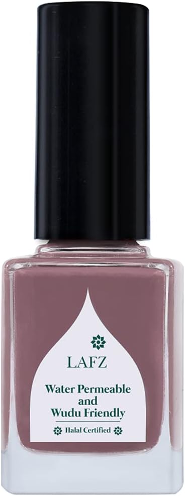 Lafz Breathable Nail Polish, Rich Glossy Finish, Halal Certified & Wudu Friendly, No Animal Ingredients, Single Coat Application, Made in Europe, 11ml (Evening Sand)