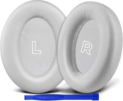 Image of SOULWIT Replacement Earpads for Bose QC Ultra /New QuietComfort Ultra(2nd Gen) Wireless Headphones, Ear Pads Cushions with Softer Protein Leather, High-Density Noise Isolation Foam - White Smoke