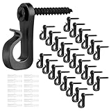 Huakaile 30pcs Hooks for Garden Lights with Safety Buckle Design, Anti-Rust Waterproof Fence Hooks for Outdoor Lights, Hanging Plants Wind Chime Basket Decorations Indoor Use（Black,30） - Image 1
