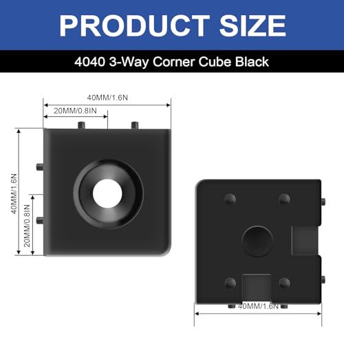 Image of 12pcs 4040 3-Way Corner Cube 4040 Extrusion Hardware T-Slot V-Slot Accessories with Screws and Nuts for 4040 Aluminum Extrusion Connector 3D Printer Accessories Black