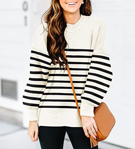 Etcyy Womens Oversized Sweaters Fall 2024 Fashion Clothes Trendy Batwing Sleeve Colorblock Striped Knit Pullover Sweater Tops thumb #2