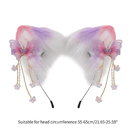 Bandeau avec papillon fleur chaton oreille en couleurs de dessin animé - 3