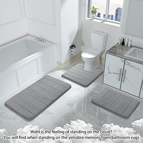 Yimobra Memory Foam Bath Mat Rug, 24 X 17 Inches, Comfortable, Soft, Super Water Absorption, Machine Wash, Non-Slip, Thick, Easier To Dry For Bathroom Floor Rugs, Grey #TOP6