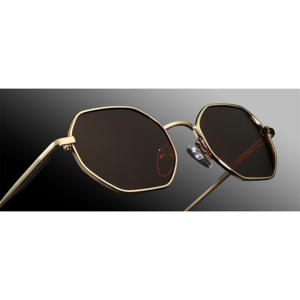 Occhiali da sole polarizzati retrò piccoli poligonali da donna in metallo UV400, occhiali da sole da uomo antiriflesso UV400, occhiali da guida