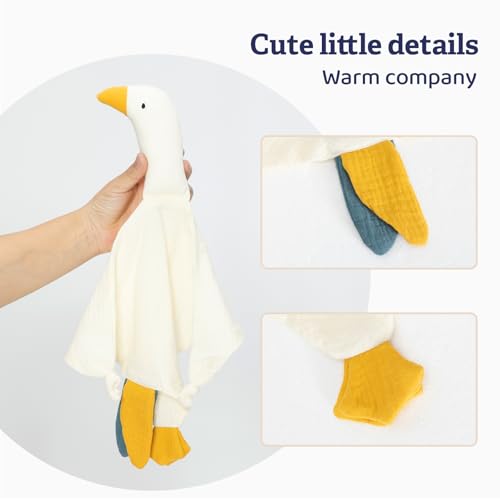 Image of 2-Pack White Goose & Pink Bunny Organic Cotton Muslin Lovey Blanket | Soft Muslin Comfort, Easy Grip Design, Teething Comfort, Self-Soothing Support
