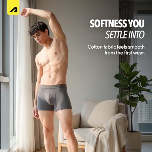 Image of Boldfit Trunk Underwear for Men, Cotton Stretch Innerwear, Ultra-Soft Lightweight Boxer Briefs, No-Ride-Up Fit, Open Fly, Moisture-Wicking, Anti-Bacterial, Plush No-Mark Waistband