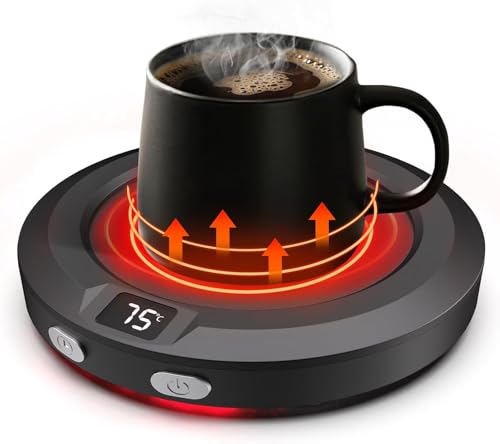 MQFORU Coffee Mug Warmer, 1-12H Timer & 4H Auto Shut off, 3 Temp Settings Cup Warmer for Desk (55-75℃), Electric Beverage Warmer Plate for Coffee,Tea, Candle, Water, Milk, Cocoa