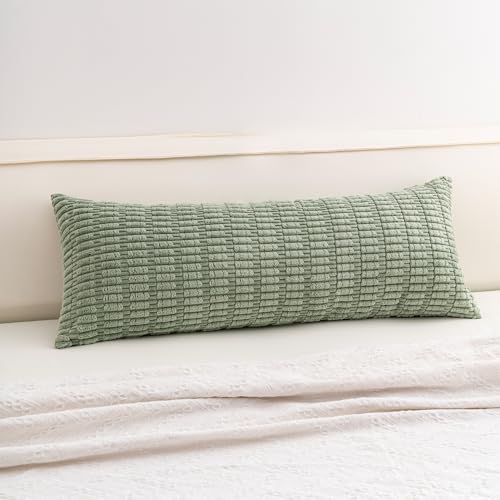 Image of Aegero Corduroy Decorative Throw Pillow Covers 14x36 Inch Soft Striped Pillow Covers Modern Farmhouse Home Decor for Sofa Living Room Couch Bed(Sage Green)