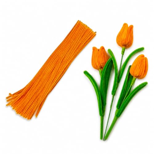 Image of 100Pcs Pipe Cleaners Craft Set | Chenille Stem Fuzzy Sticks DIY Craft Supplies for Art Projects Activities, Decorations, Flower Making, Modeling & Sculpting (Golden Yellow)
