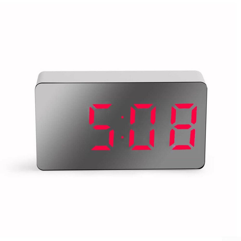 Digital Alarm Clock Mirror Alarm Clock, Mini LED Mirror Clock, Electronic Digital Alarm Clock Car Clock Portable USB Charging