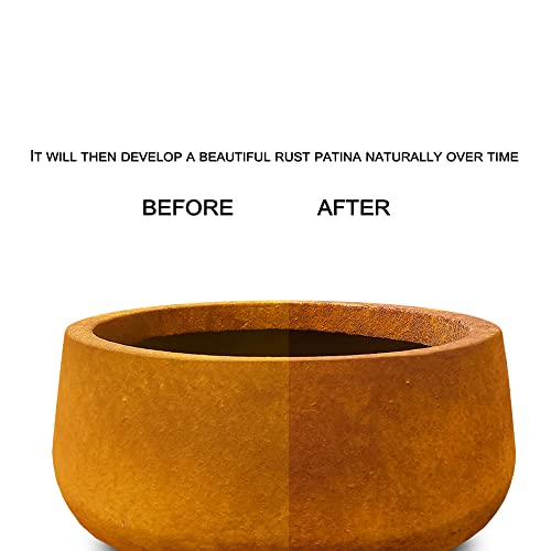 Kante 12" D Large Outdoor Concrete Plant Pots With Rust Finish Round Bowl Planters Indoor Flower Pot With Drainage Hole For Home, Iron Oxide (Rc0051A-C80621) #TOP1