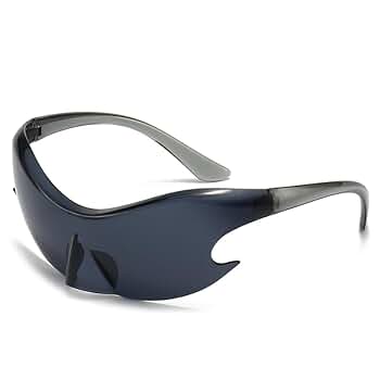 LJCZKA Y2K Futuristic Sunglasses Rimless Wrap Around Sport