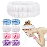 El paquete incluye: hay 4 pares de juegos de bandas de lavado de spa para muñeca en el paquete, viene con una banda para el cabello de spa, estas muñequeras funcionan con la banda para la cabeza para reducir la entrada de agua de los puños a los brazos.