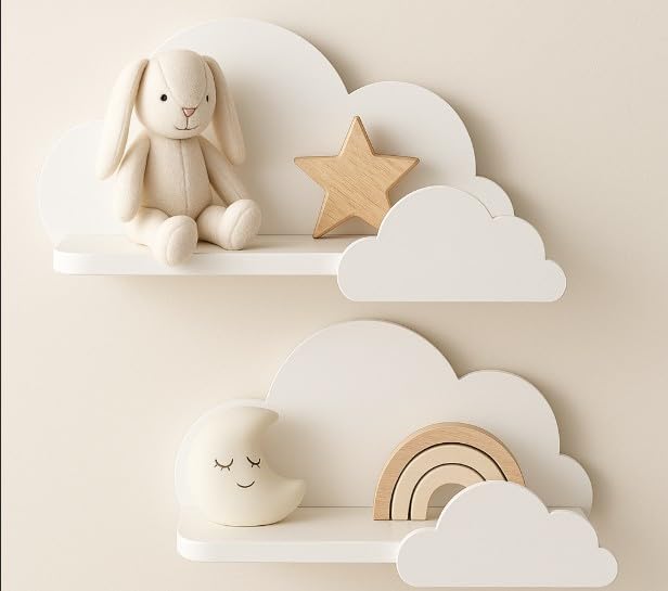 ◎２個セットで収納力は一層にアップ　ウォールシェルフ Amazon.co.jp: BugyBagy Trend Lab クラウドウォールシェルフ (2つの棚