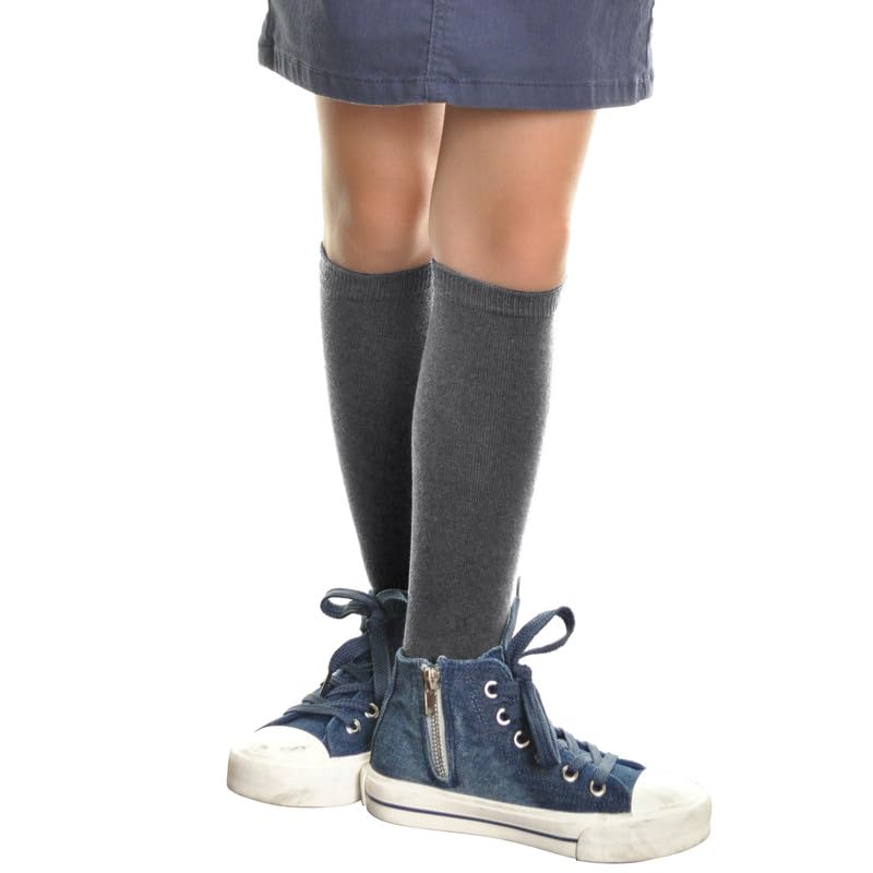 Image of WKLOUYHE Unisex Kid's School Uniform Cotton Knee High Socks Pack Of 06