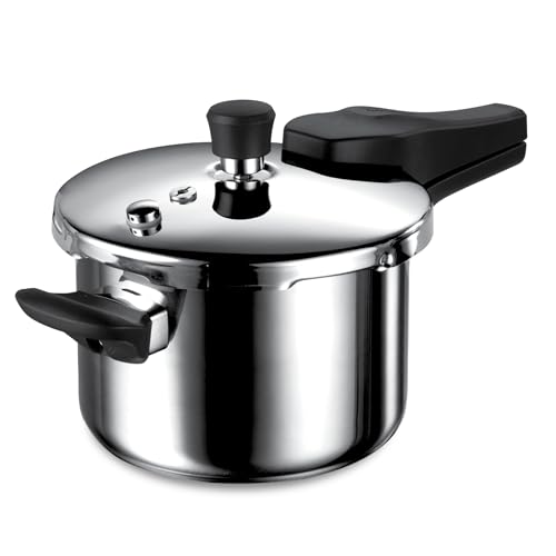 Tramontina Aero Arc 5L Tri-Ply Stainless Steel Pressure Cooker | Large | Food-Grade SS304 | 3-Layer Safety System | Gas & Induction Compatible | Ergonomic Easy-Close | Inner Markings 98052537