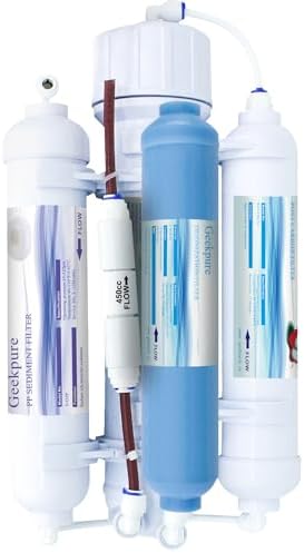 Geekpure 4 Stage Portable Aquarium Reverse Osmosis Water Filter System 100 GPD - with Deionization DI Filter TDS Close to 0 - Countertop Water Purifier