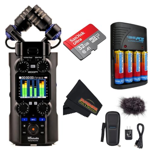 Zoom H5studio 4-Track Handy Recorder with 32-Bit Float Recording with Sunshine Photo Accessories Bundle... (H5Studio - Pro Bundle)