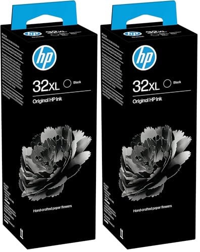 HP 32XL 1VV24AE, Negro, Botella de Tinta de Alta Capacidad Original, compatible con impresoras HP Smart Tank series 400, 500, 600 (Paquete de 2)