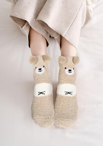 Image of Benefeet Sox Funny Animal Fuzzy Socks for Women Girls - Cute Fluffy Slippers, Cozy Warm Winter Plush Sleeping Socks