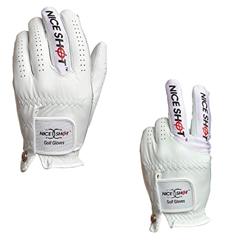 Nice Shot Premium White Cabretta Leather Golf Glove Bundle - The Bird And Longbow Salute – Women's Right Hand – Small #TOP17
