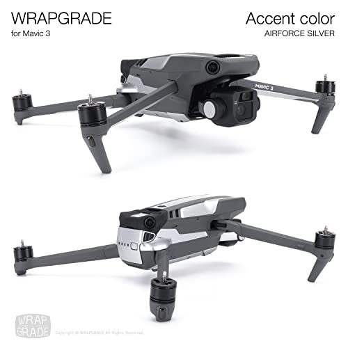 Image of WRAPGRADE Partial Skin Stickers for DJI Mavic 3 Pro Accent Color (Airforce Silver)