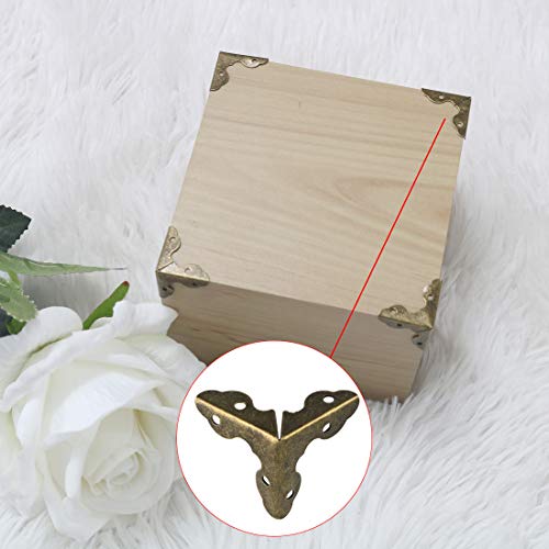 Image of uxcell Box Corner Protector Bronze Tone Vintage Triangle Frame Corner Edge Protector for Desks Jewelry Box Furniture Guard Pack of 4