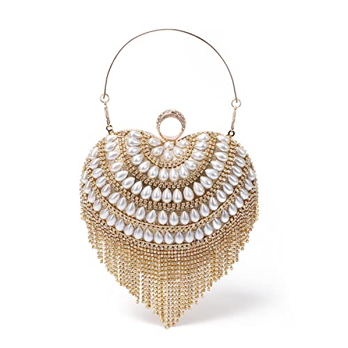 LHHMZ Bolso de Noche con Borla en Forma de corazón Plata Gota de ...