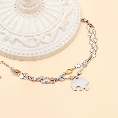 Image of 3PCS Love Heart Chain Bracelet Set for Women Graduation Gift Heart Puzzle Friendship Bracelet Personalized Name 3 Bracelets Customized Best Friends Family Love Jewelry SA4886