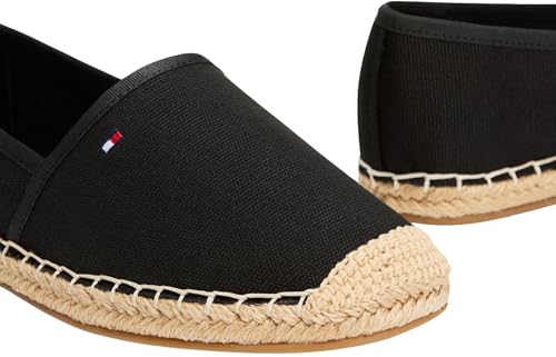 Tommy Hilfiger Damen Espadrilles Flag Canvas mit Logo, Schwarz (Black), 37