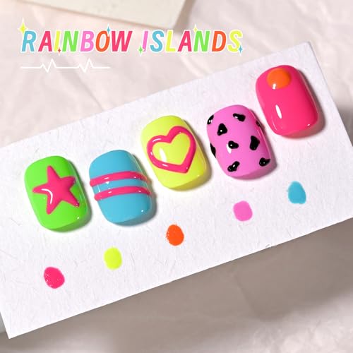 Image of GAOY Neon Gel Nail Polish Set, 6 Bright Colors Orange Hot Pink Glow in Dark, Soak Off UV Light Cure Gel Polish Kit for Nail Art DIY at Home