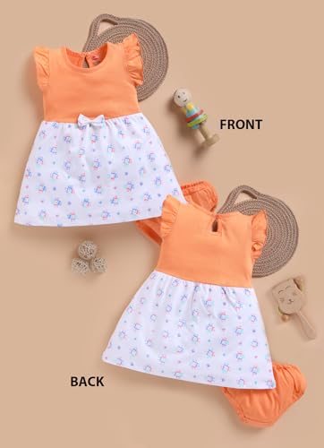Image of LuvLap Baby Girls Regular Fit 100% Cotton Half Sleeve Girls Knee Length Frock Pack of 3