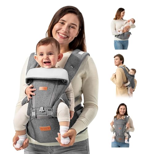 Image of besrey Baby Carrier with Hip Seat Newborn to Toddler, 7-45lb, Summer Mesh Infant Carrier, Baby Body Holder with Back Support, Kangaroo Carrier, Front Facing Men Chest Carrier, Mom Dad Backpack Carrier
